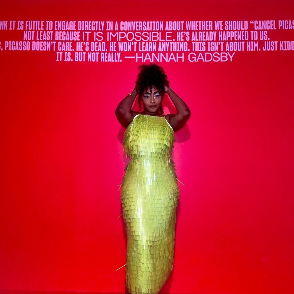 ASOS EDITION sequin shard halter midi dress in lime green